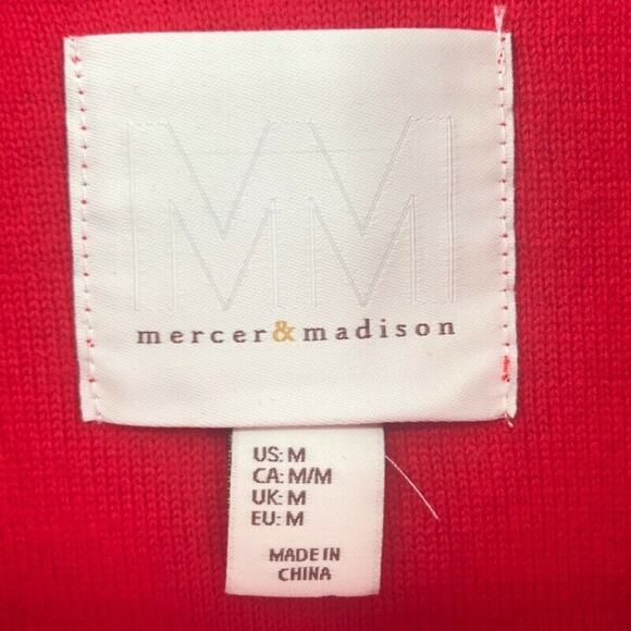 Mercer & Madison Womens Coat Red Beige Color Block Snap Pockets 100% Wool Sz M - Picture 4 of 9